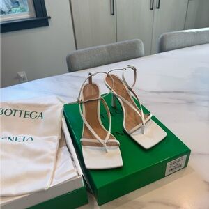 Bottega Veneta White Strappy Heels